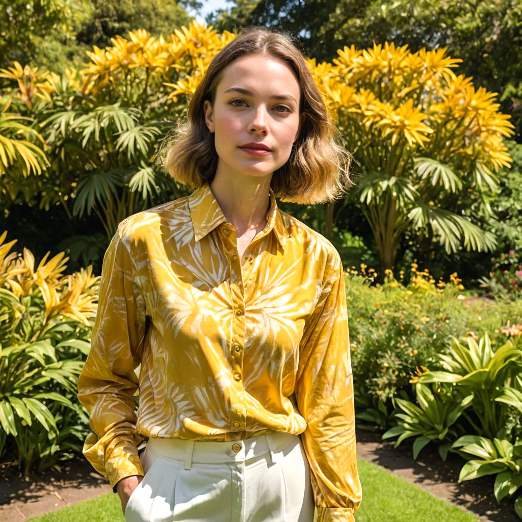 Elegant Dancer in Golden Garden