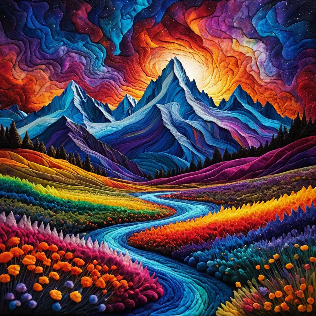 Ethereal Felted Cosmic Mountain Landscapes