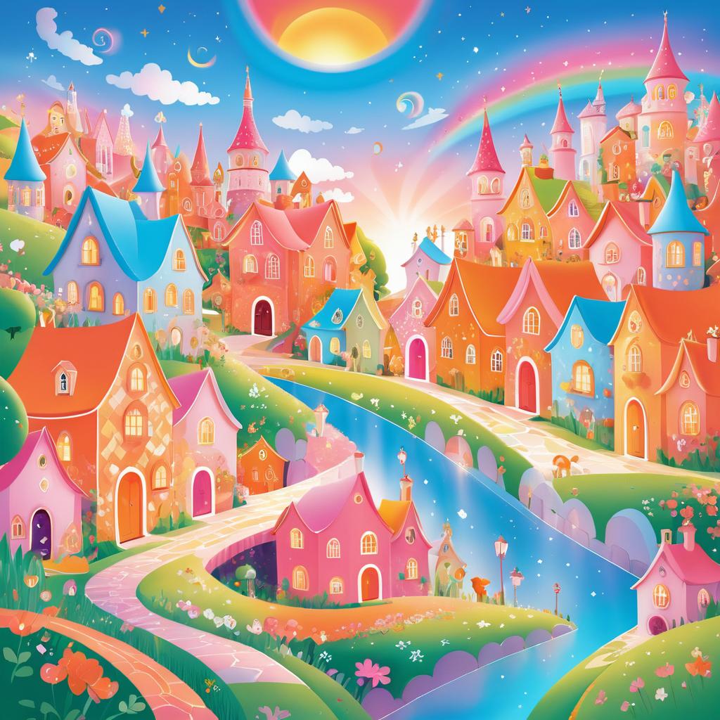 Whimsical Fairytale Village with Animals