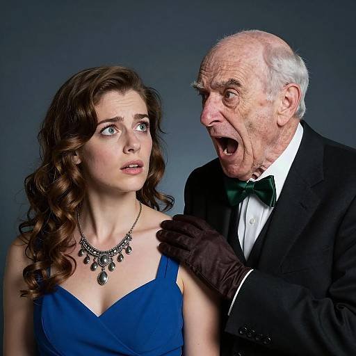 Elderly Man Yelling at Scared Young Woman
