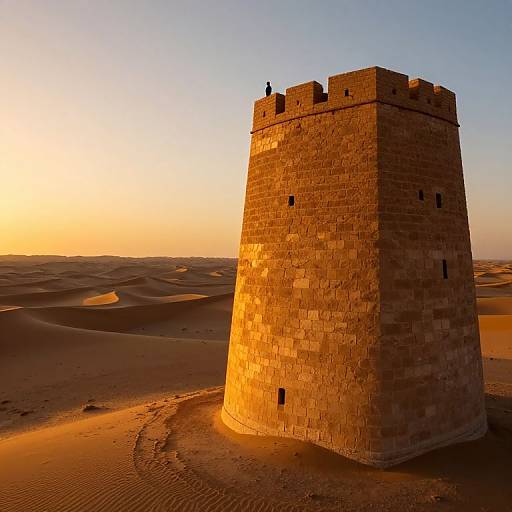 Ancient Watchtower at Desert Sunset