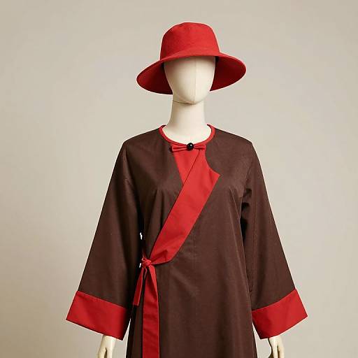 Mannequin in Brown Robe and Red Hat