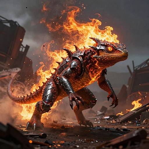 Radiant Ember-Lizard in Fiery Warzone