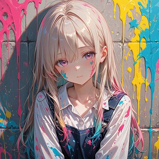 Colorful Painted Girl Portrait