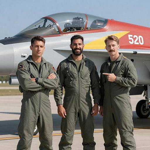 Military Heroes Beside Fighter Jet 520