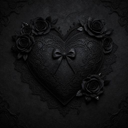 Gothic Black Heart Lace Wallpaper