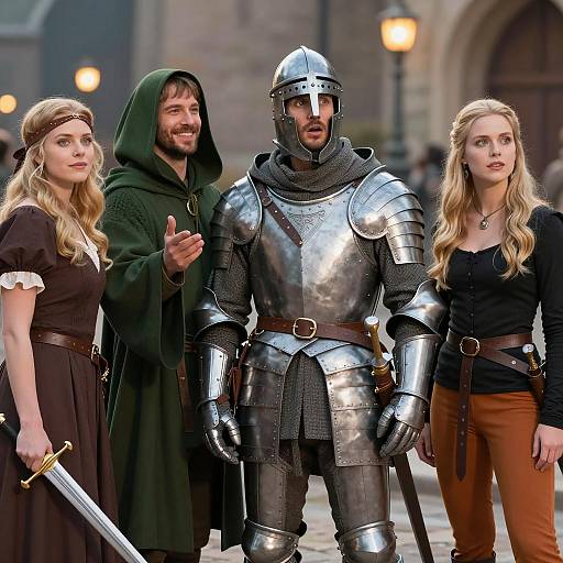 Medieval Fantasy Gathering in Urban Landscape