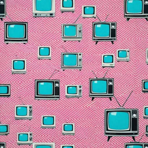 Retro Televisions Pattern on Pink Optical Illusion Background