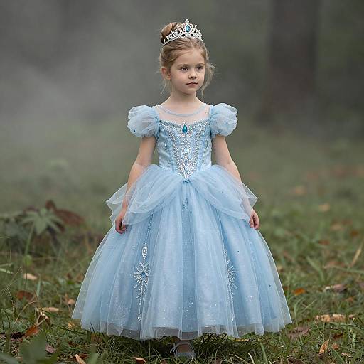 Young Girl in Blue Princess Gown with Tiara