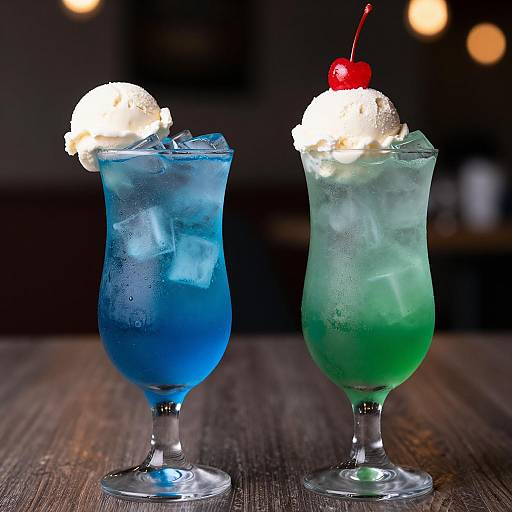 Colorful Ice Cream Cocktails with Cherries