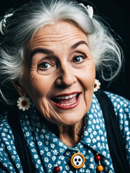 Elderly Woman in Comedic Costume Portrait
