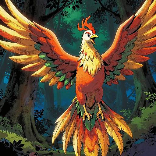 Vibrant Soaring Phoenix Portrait