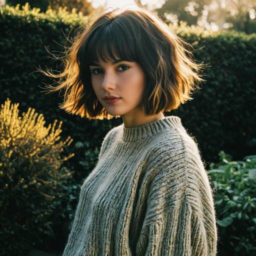 Chic Shaggy Bob in Outdoor Fashion Shoot