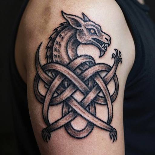 Norse Knotwork Mythical Beast Tattoo