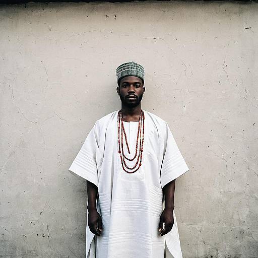 Man in White Agbada Traditional Wear
