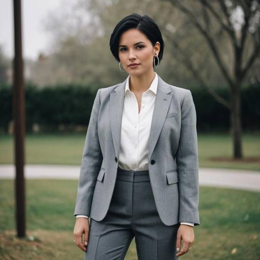 Elegant Woman in Wedding Suit Outdoors