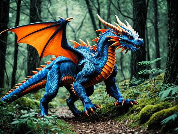 Enchanting Blue Dragon in Mystical Woods