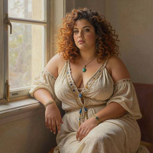 Elegant BBW Woman by Vintage Window