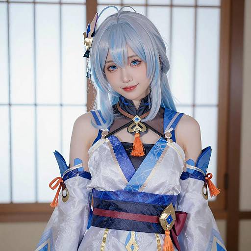 Anime-Style Woman in Elegant Kimono