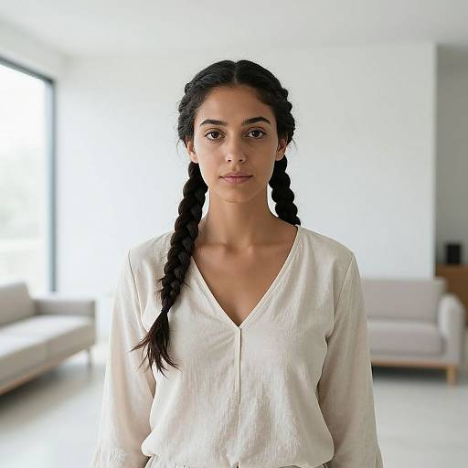 Woman in Minimalist Living Room