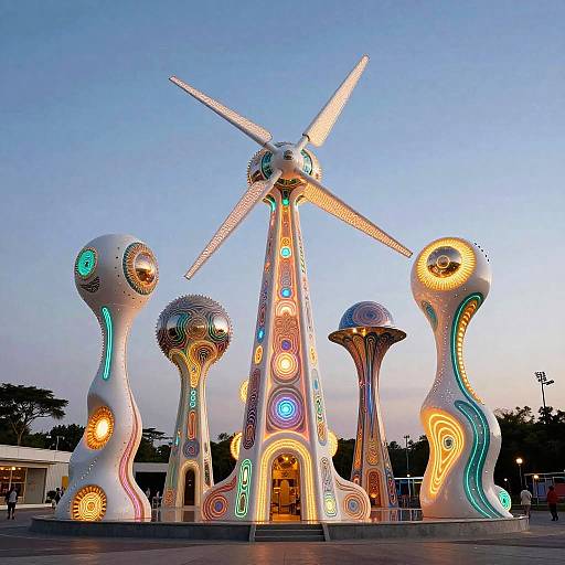 70s Afrofuturist Luminescent Wind Sanctuary