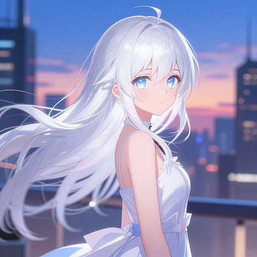 Ethereal Anime Girl in Futuristic City