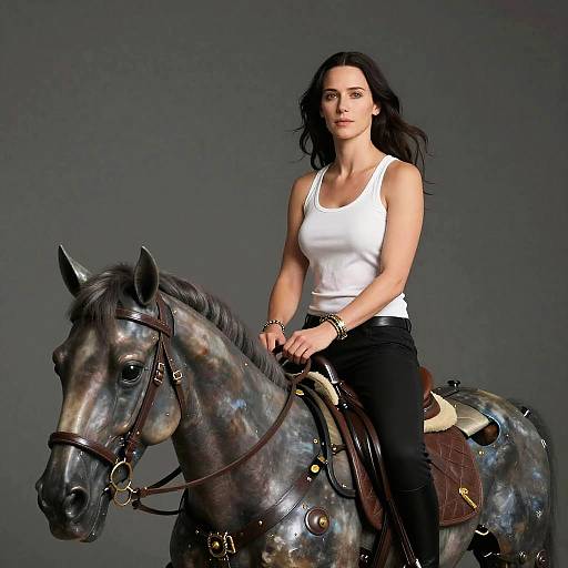 Realistic Photoshoot Riding Mechanical Horse