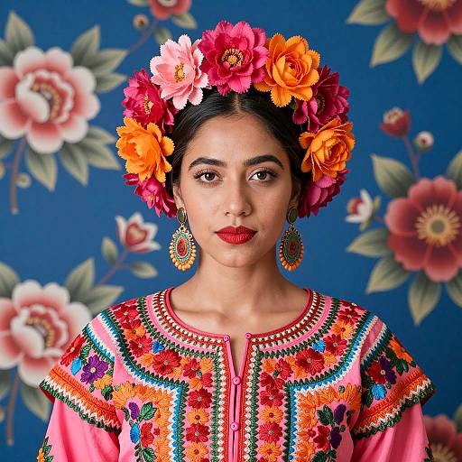 Vibrant Floral Portrait of a Woman