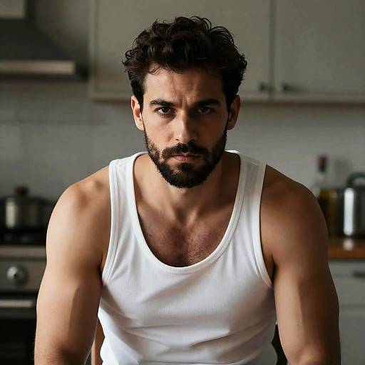 Intense Portrait of a Muscular Man