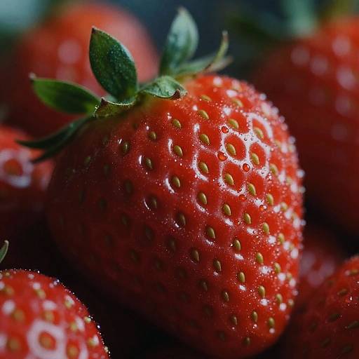 Photorealistic Extreme Close-Up Strawberry Portrait