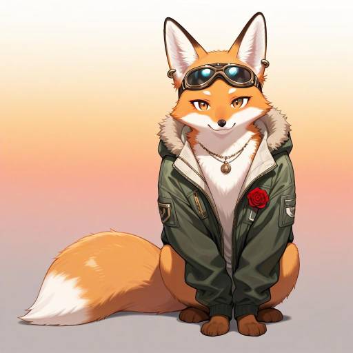 Stylish Fox with Sunset Background Stylish Fox with Sunset Background