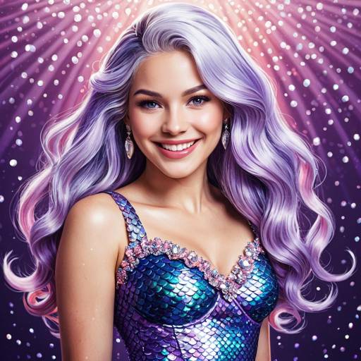 Smiling Lavender Mermaid Illustration