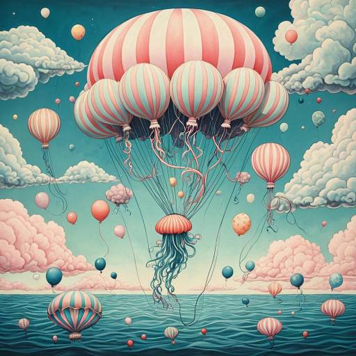Dreamy Jellyfish with Balloons in Pastels