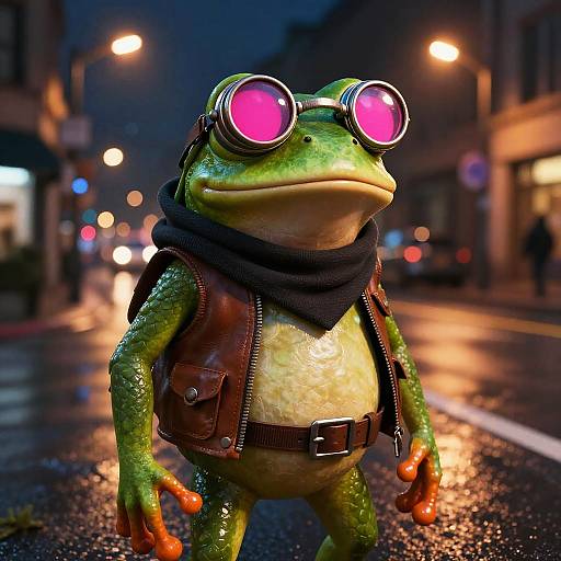 Steampunk Frog in Urban Night