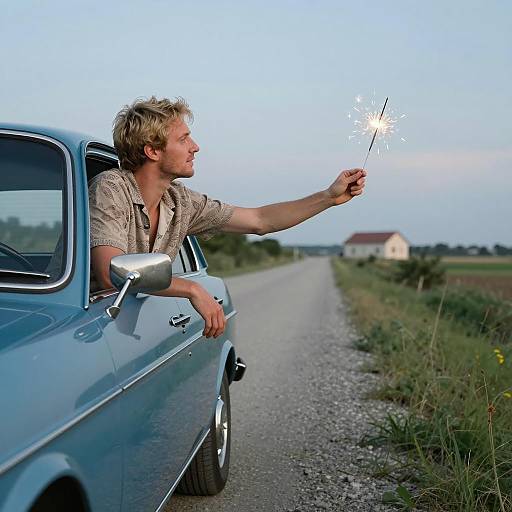 Carefree Summer Drive with Sparklers