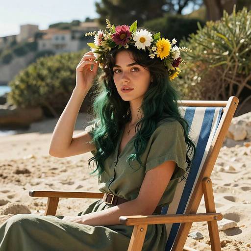 Stylish Botanist on Mediterranean Beach