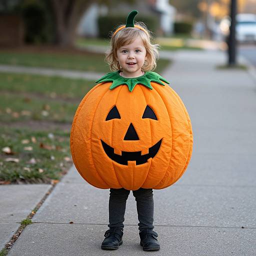 Child in Homemade Pumpkin Costume