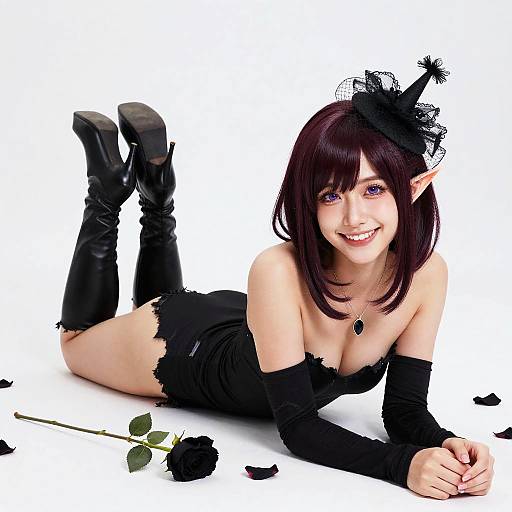 Plum-Haired Gothic Siren in Lace