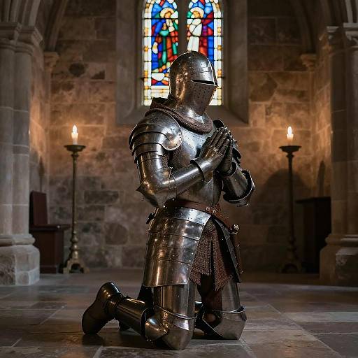 Realistic Medieval Knight Praying