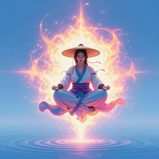 Feudal Ninja Meditation in Neon Aura