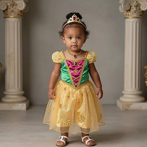 Toddler Girl in Princess Tiana Costume