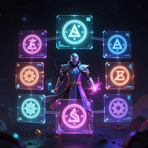 Futuristic Cyber-Mage Spellcasting Interface