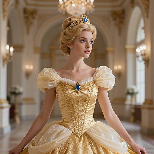Elegant Cinderella in Royal Ballroom Costume