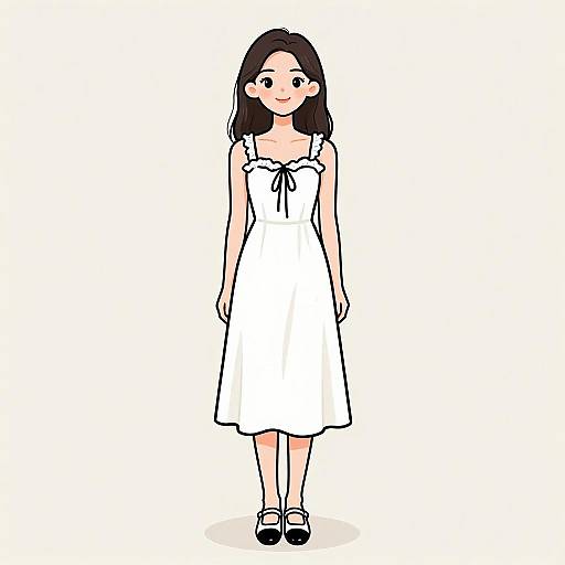 Smiling Woman in Minimalist White Dress