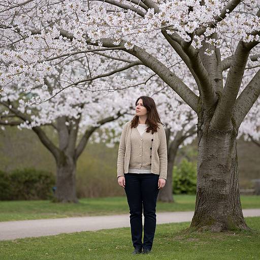 Thoughtful Woman by Cherry Tree