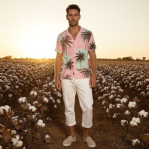 Retro Tropical Shirt at Sunset