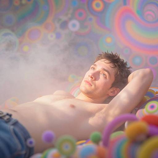 Psychedelic Man in Kaleidoscopic Dream