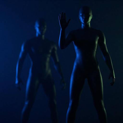 Shadowy Futuristic Figures with Glowing Accents