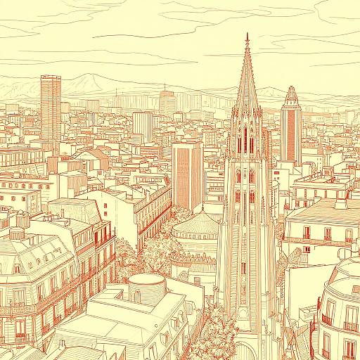 Elegant Parisian Line Art Wallpaper