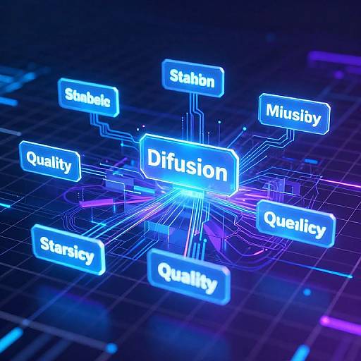 Digital illustration of glowing blue neon labels 